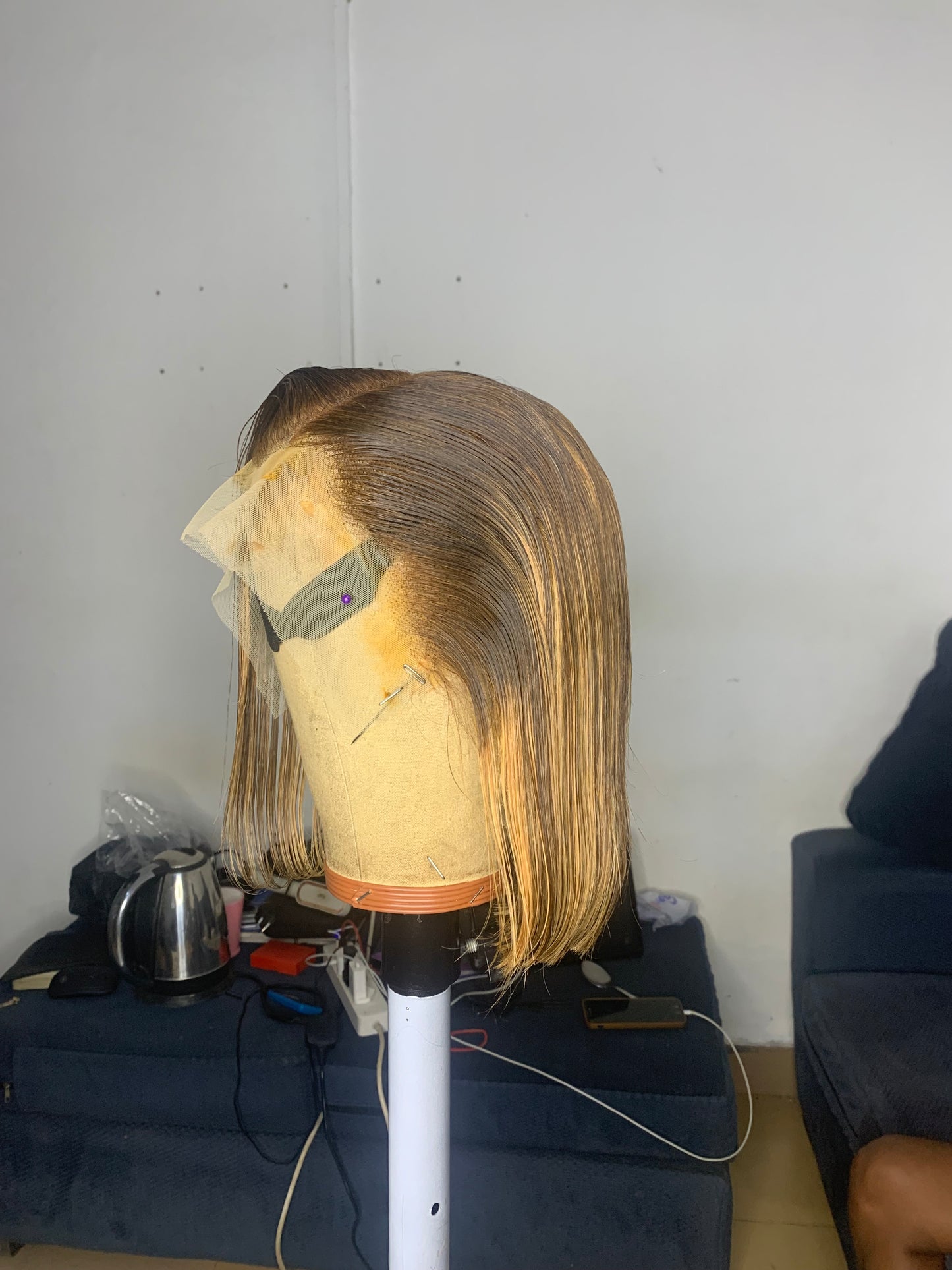 Human Hair 11-Inch Highlight Frontal Wig – Natural & Silky