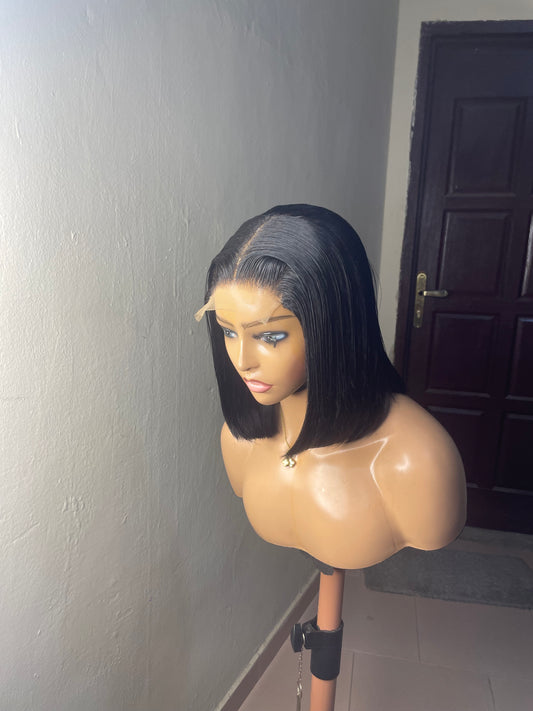 Human Hair 8-Inch Bob Closure Wig – Soft and Stylish