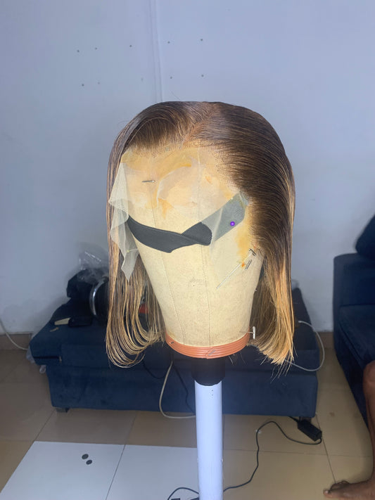 Human Hair 11-Inch Highlight Frontal Wig – Natural & Silky