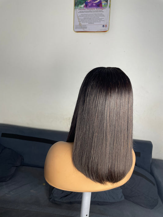 12-Inch Bobbed Closure Wig – 100% Human Hair