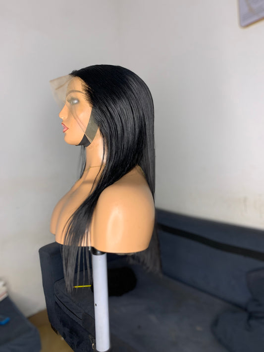 18-Inch Silky Straight Frontal Wig – 100% Human Hair