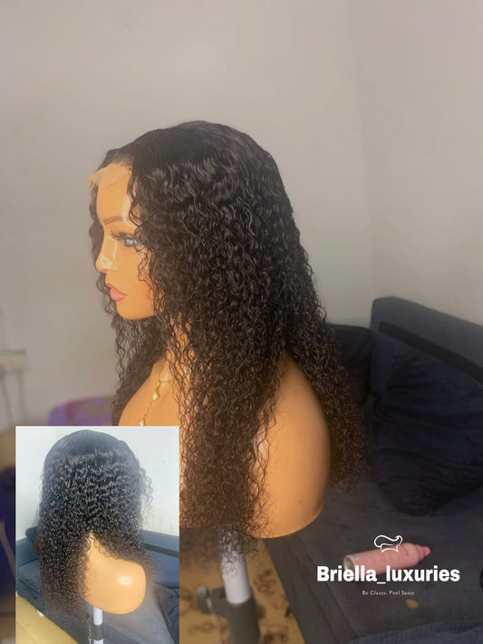18-Inch Wet Curls Closure Wig – 100% Human Hair