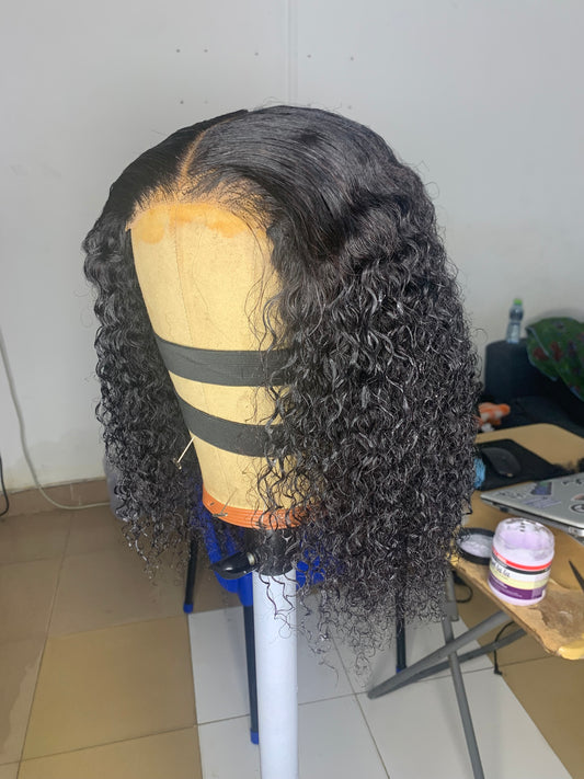 Wet Curls 12-Inch Wig with Closure – Bouncy, Silky, and Full