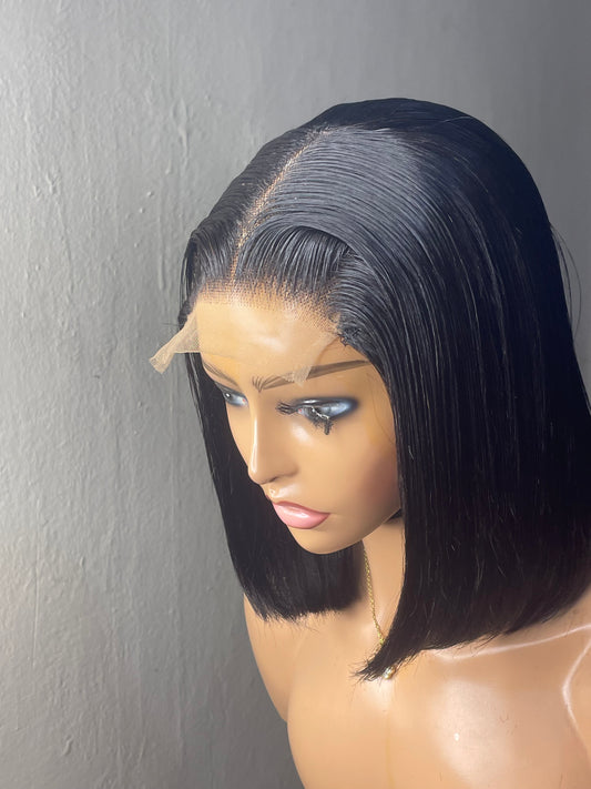 Human Hair 8-Inch Bob Closure Wig – Soft and Stylish