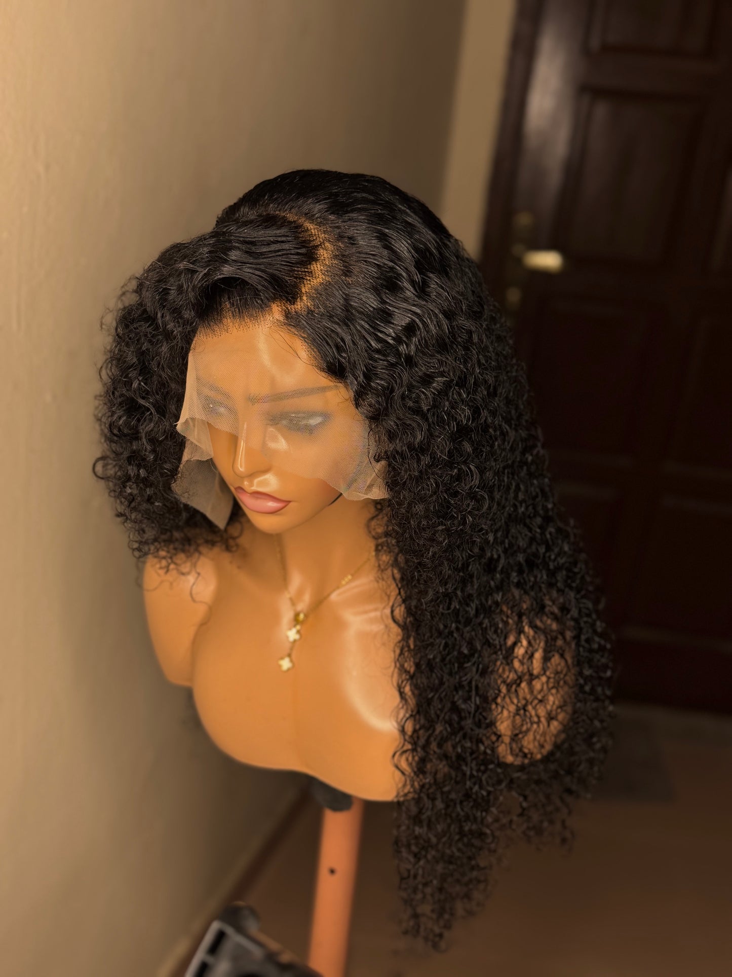 22-Inch Wet Curls Frontal Wig – 100% Human Hair